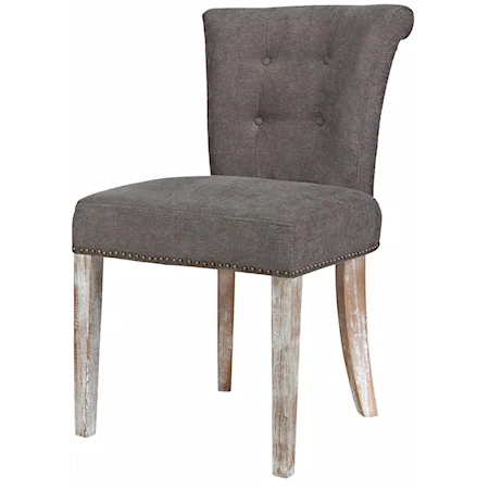 Upholstered Dining Side Chair with Rolled and Tufted Back